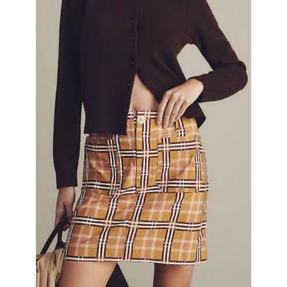 Anthropologie Dresses & Skirts - Anthropologie Maeve The Colette Mini Skirt in Yellow Plaid Size XL